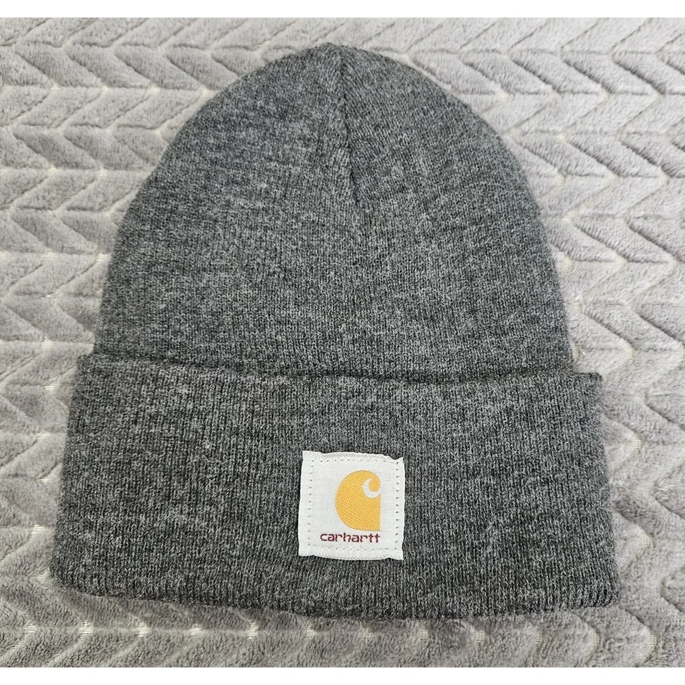 Carhartt Acrylic Knit Cuffed Logo Patch‎ Hat Beanie One Size Warm Winter Cap